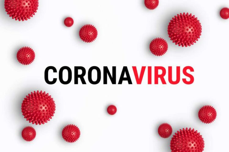 Abstract banner coronavirus strain model from Wuhan, China