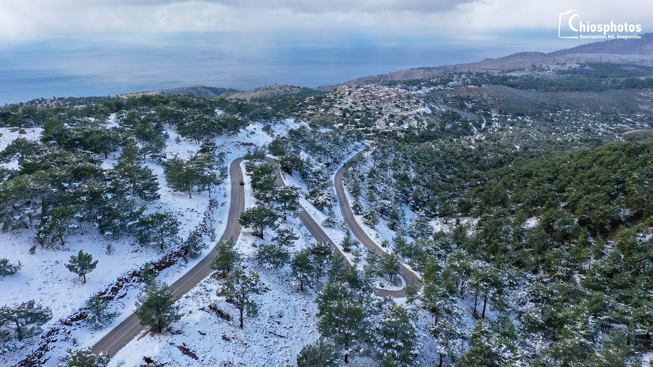 Πανέμορφες εικόνες από τη χιονισμένη Χίο