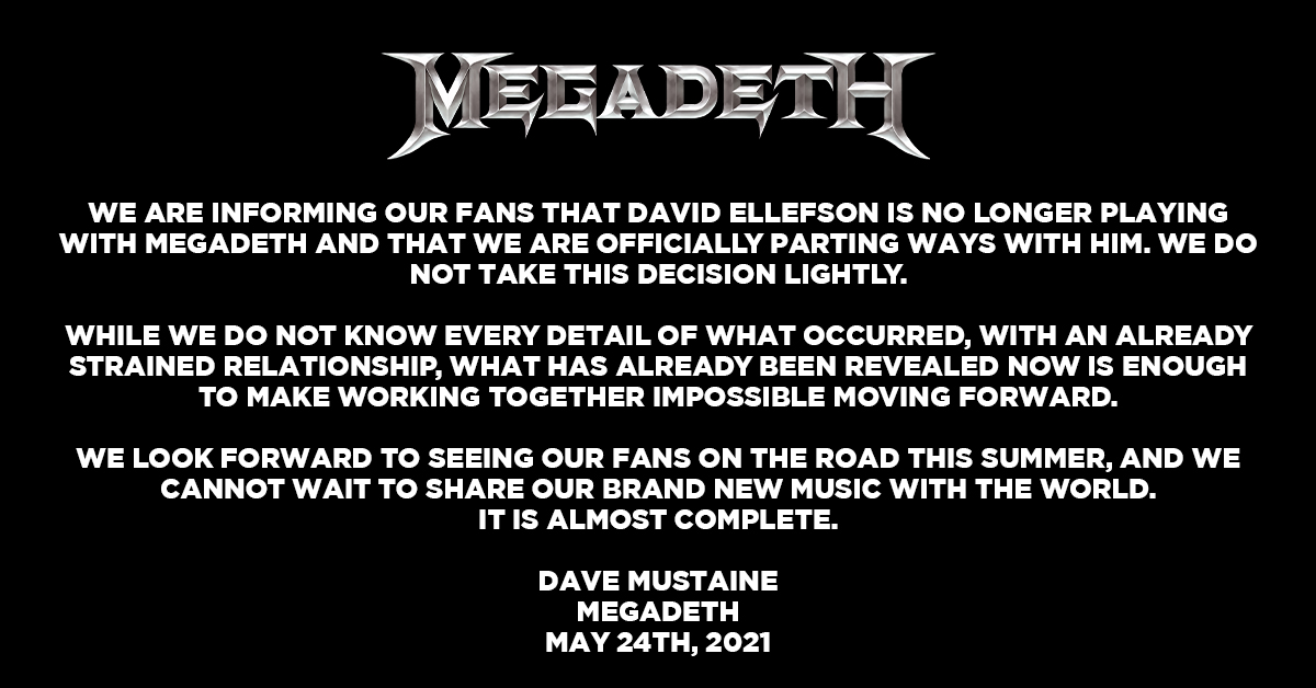 Γιατί οι Megadeth απέλυσαν τον μπασίστα τους David Ellefson