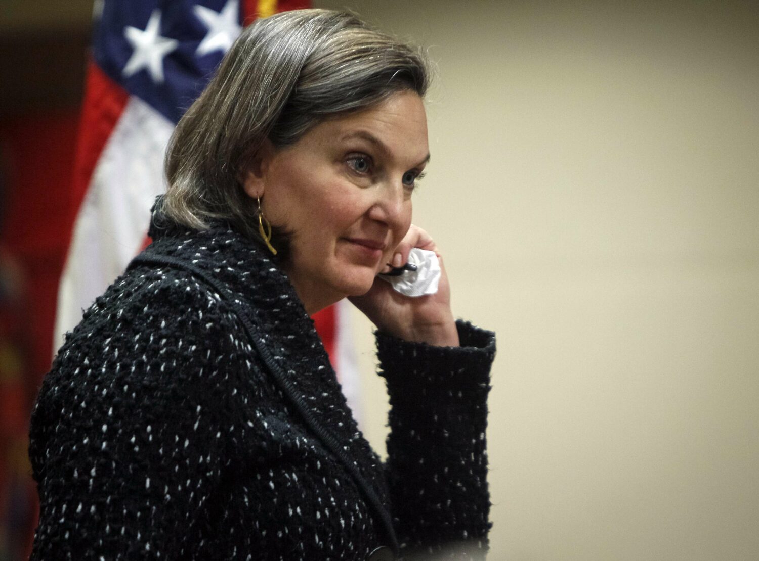 U.S. Assistant Secretary of State Victoria Nuland arrives at a news conference at the U.S. embassy in Kiev