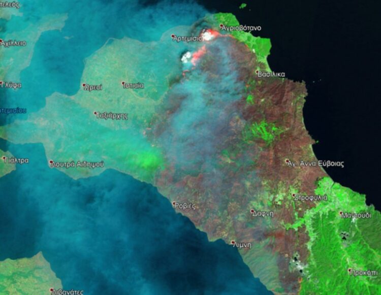Εύβοια: Νέες εικόνες από δορυφόρο - Στάχτη πάνω από 510.000 στρέμματα