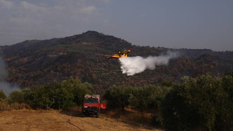 Αρχαία Κόρινθος: Μάχη για να μη φτάσουν οι φλόγες στο δάσος