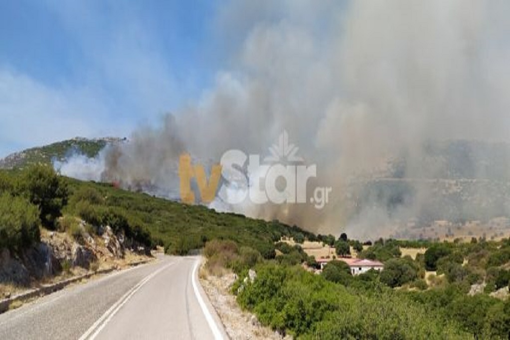 Φωτιά στη Νότια Εύβοια-Πνέουν ισχυροί άνεμοι