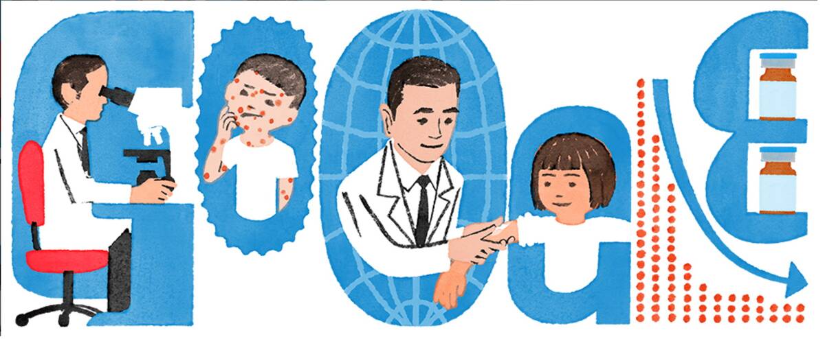 Google doodle για τον Michiaki Takahashi, τον γιατρό που ανέπτυξε το εμβόλιο της ανεμοβλογιάς