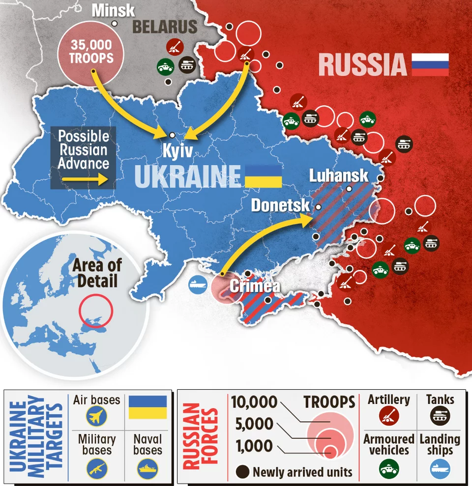 Σενάρια της ρώσικης επίθεσης που «βλέπουν» οι ΗΠΑ - Η περικύκλωση του Κιέβου