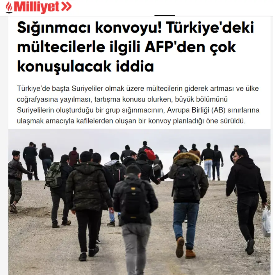 Milliyet: «Κονβόι» Σύρων προσφύγων ετοιμάζεται να κινηθεί από την Τουρκία με στόχο να φτάσει στην Ευρώπη