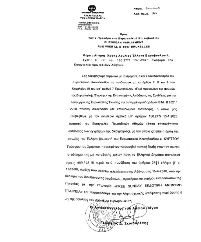 Γιώργος Κύρτσος: Αίτημα άρσης ασυλίας για οφειλή 459.000 ευρώ στο Δημόσιο