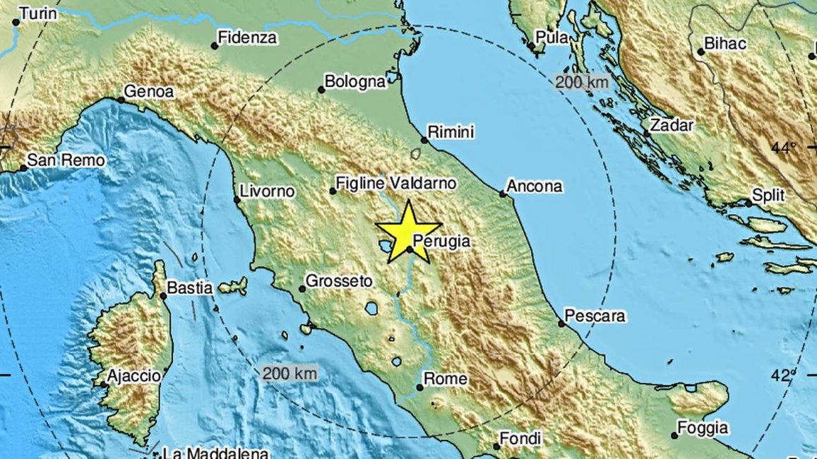 Ιταλία, σεισμός 4.4 Ρίχτερ βορειοδυτικά της Περούτζια.