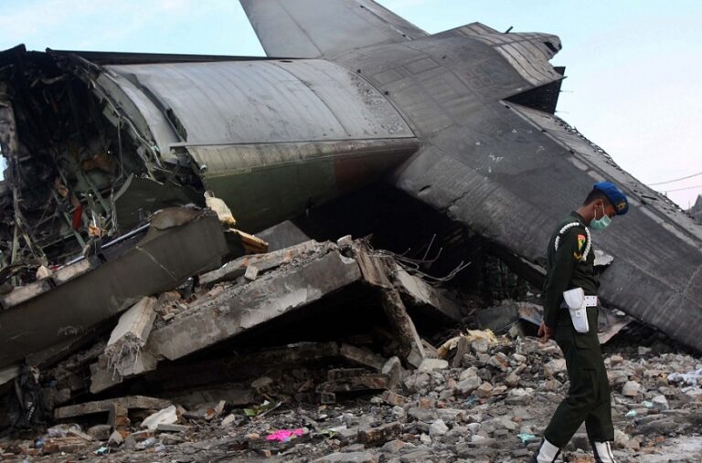 Military airplane crash in Medan