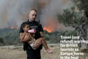 Πρωτοσέλιδο στο βρετανικό Τύπο οι φωτιές στην Ελλάδα