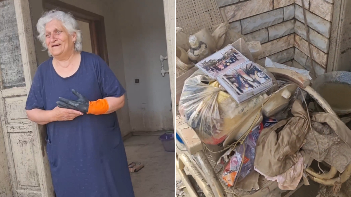 Θεσσαλία: Ηλικιωμένη μεγαλώνει την εγγονή της μέσα στο πλημμυρισμένο σπίτι της