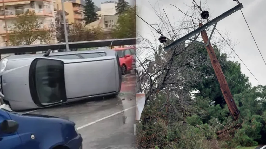 Ξάνθη: Αναποδογύρισαν αυτοκίνητα λόγω κακοκαιρίας