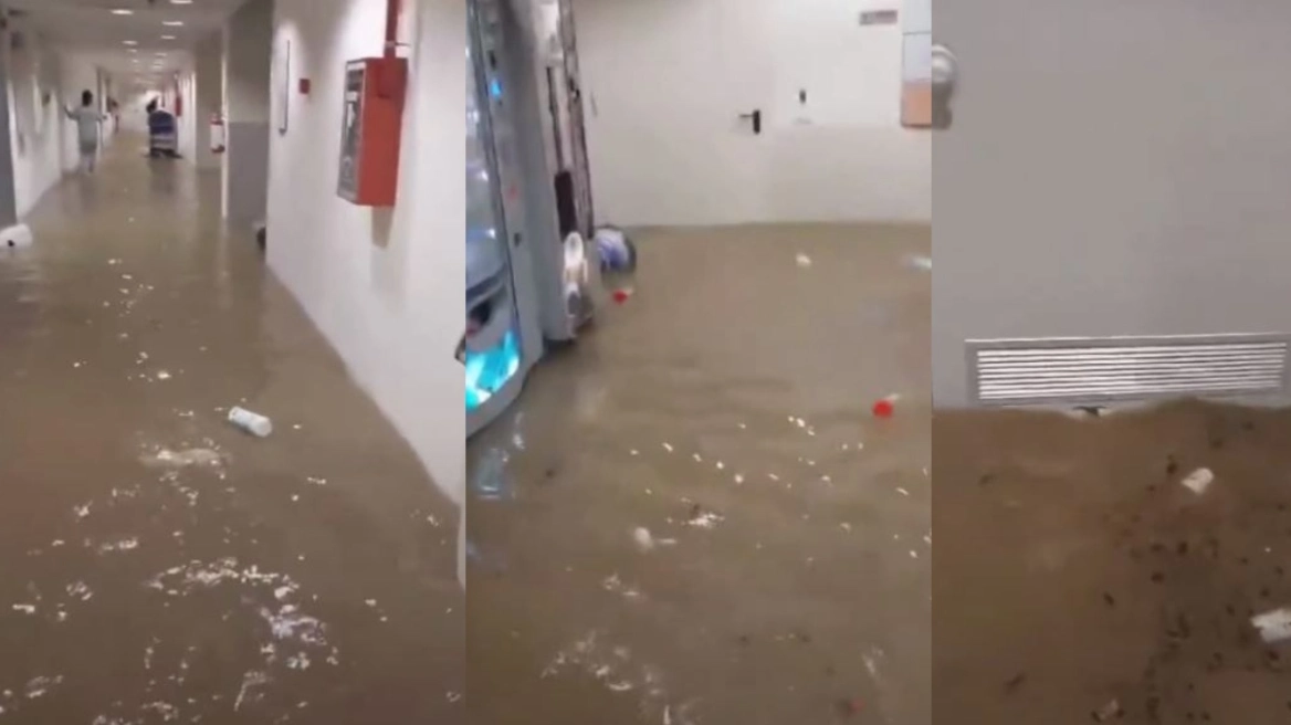 Καταιγίδα Ciaran – Ιταλία: Πλημμύρισαν οι διάδρομοι νοσοκομείου στην Τοσκάνη