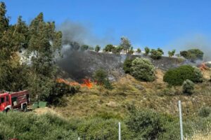 Μάχη με τις φλόγες και τους ισχυρούς ανέμους