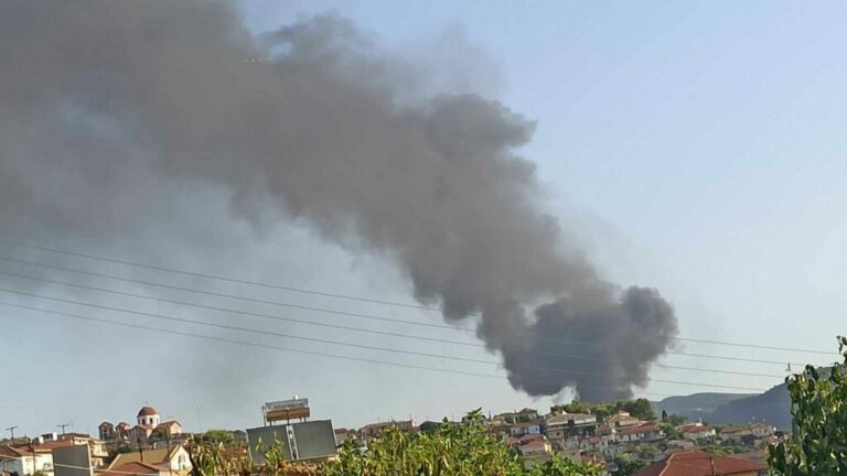 Αγρίνιο: Φωτιά και εκρήξεις σε εργοτάξιο πίσσας στην περιοχή Λεπενού