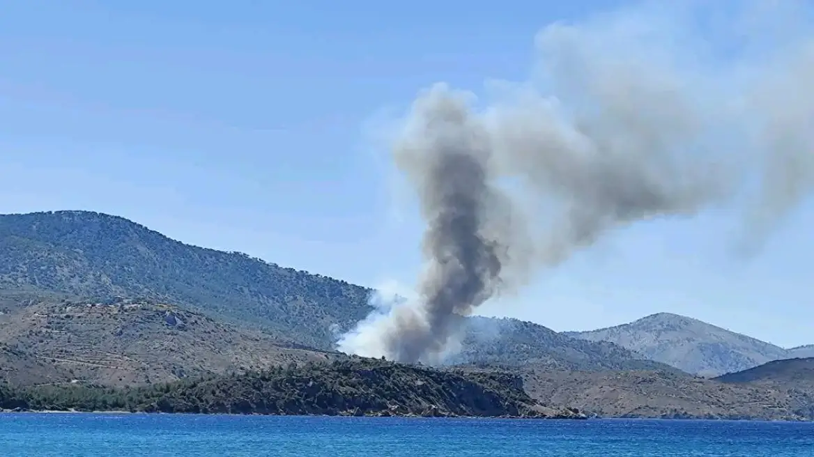 Χίος: Φωτιά σε δασική έκταση στην περιοχή Σιδηρούντα- Μήνυμα από το 112