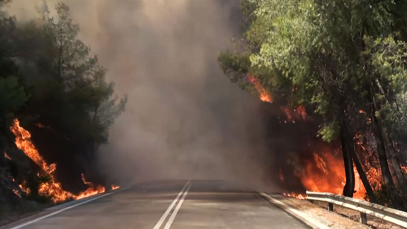 Φωτιά σε δασική έκταση στο Σοφικό Κορινθίας - Τραυματίστηκαν ελαφρά τρεις πυροσβέστες, δείτε βίντεο