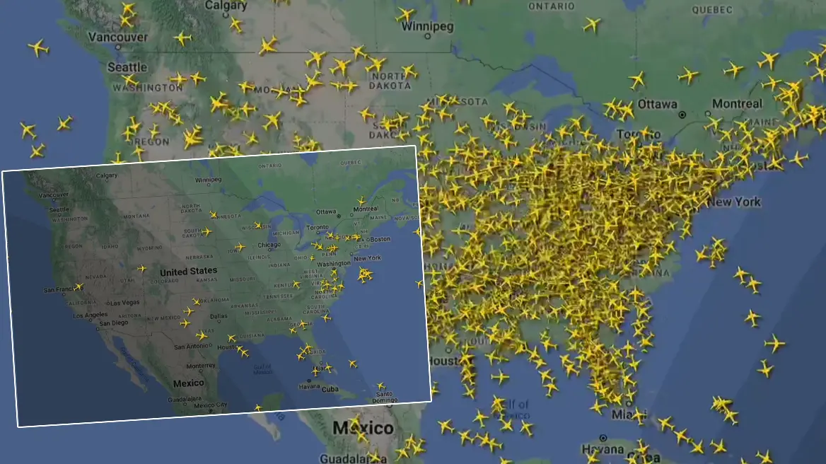 Μόνο μερικές δεκάδες πτήσεις κατάφεραν να ολοκληρωθούν από ένα σημείο και μετά στις ΗΠΑ, κατά τη διάρκεια του παγκόσμιου ψηφιακού black out ε