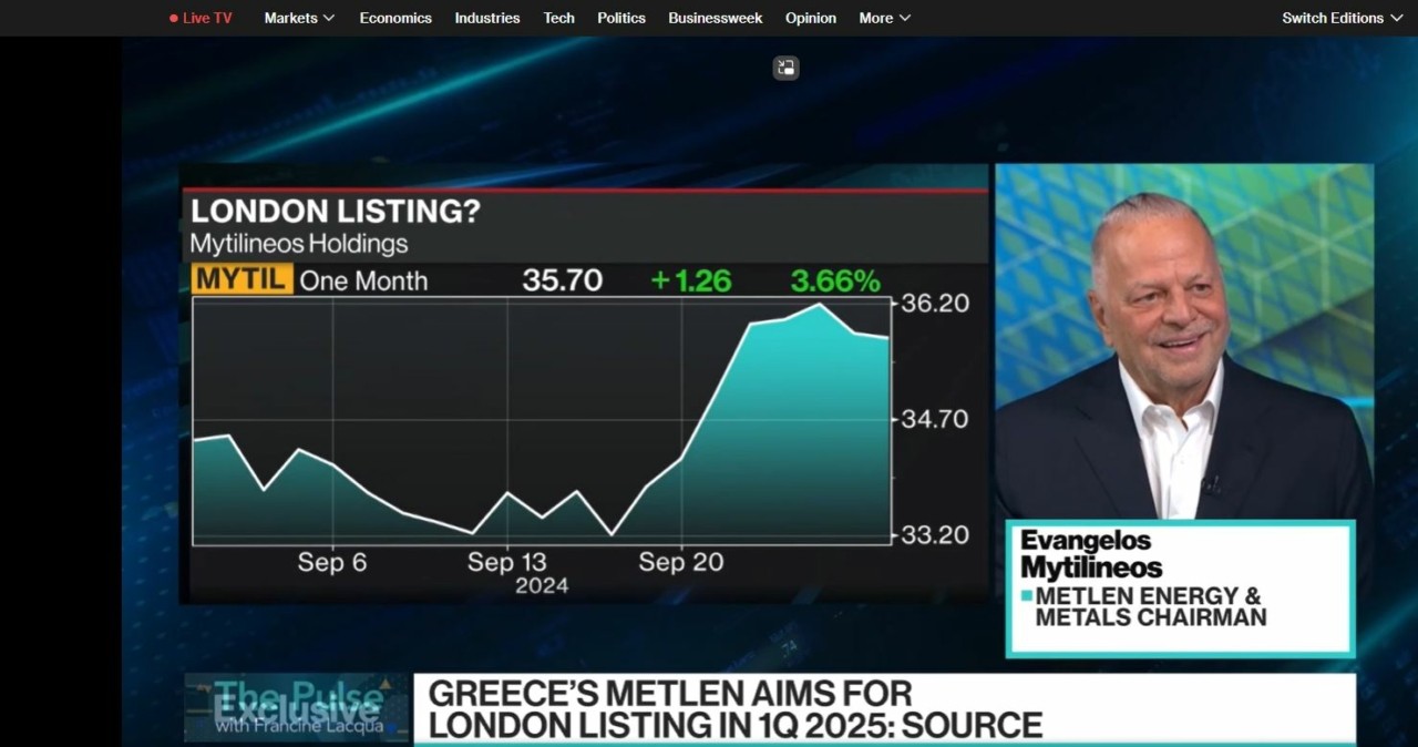 Ευ. Μυτιληναίος στο Bloomberg: Αίτηση για εισαγωγή της Metlen στο LSE πριν το τέλος του 2024