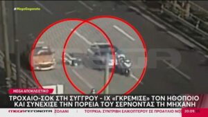 Βίντεο -ντοκουμέντο: Τροχαίο-σοκ για γνωστό ηθοποιό – Παρασύρθηκε η μηχανή του από αυτοκίνητο