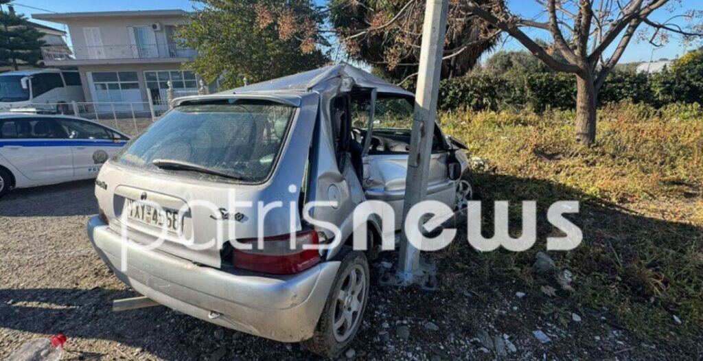 Τροχαίο με έναν σοβαρά τραυματία στην Πύργου-Πατρών: Το αυτοκίνητο καρφώθηκε σε σιδερένια κολόνα ηλεκτροφωτισμού