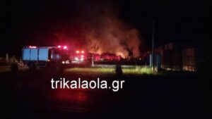 Τρίκαλα: Καταστράφηκε ολοσχερώς από μεγάλη φωτιά βιοτεχνία βαρελοποιίας - BINTEO