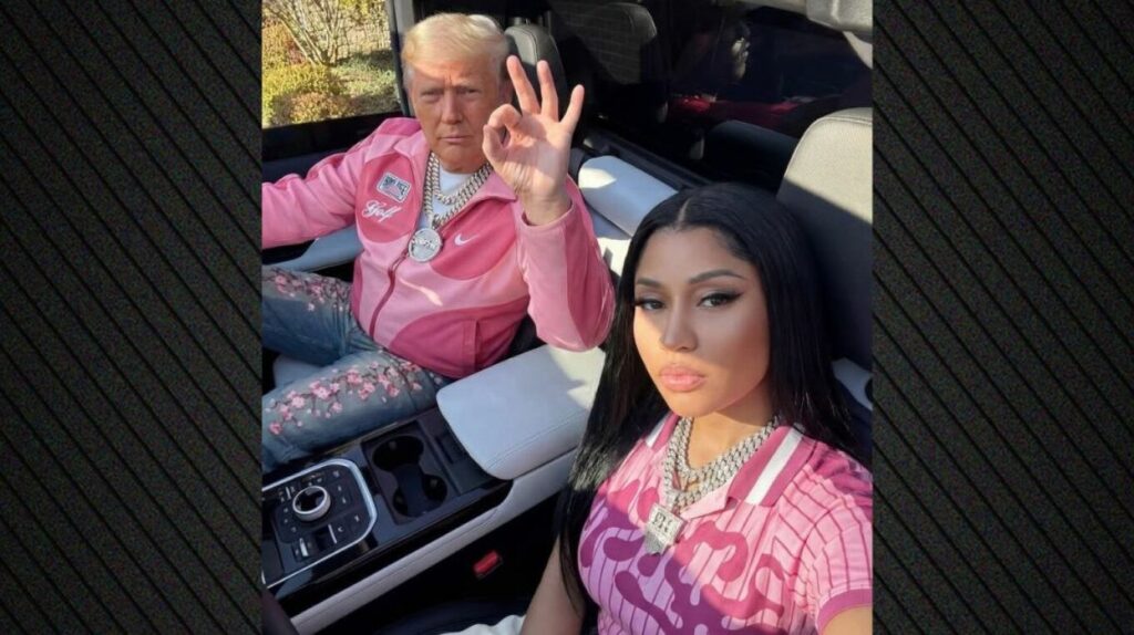 Νίκι Μινάζ: Φωτογραφίες AI με τον Ντόναλντ Τραμπ φορώντας ασορτί ροζ ρούχα και προκάλεσε αντιδράσεις